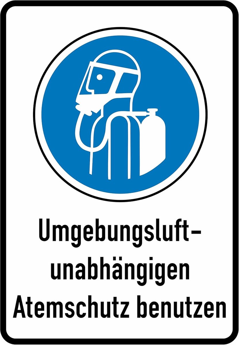 Ademlucht-onafhankelijke ademhalingsbescherming sticker 23x16cm - zelfklevend - glossy UV print - veilig werken - ShopVlot