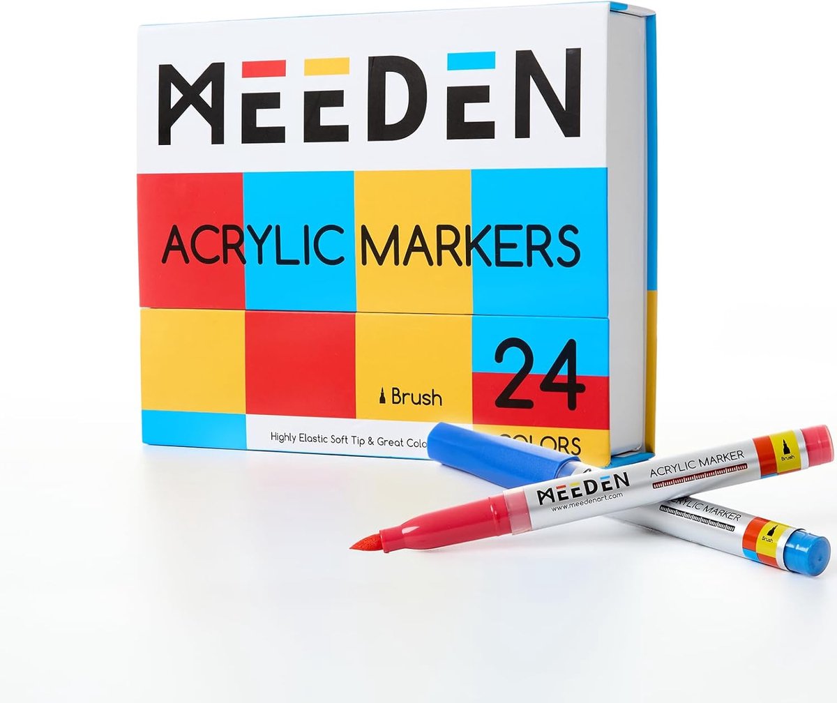Acrylmarkers 24 Kleuren - Brush Tip - Waterbasis, Sneldrogend - Perfect voor Kunstenaars - ShopVlot