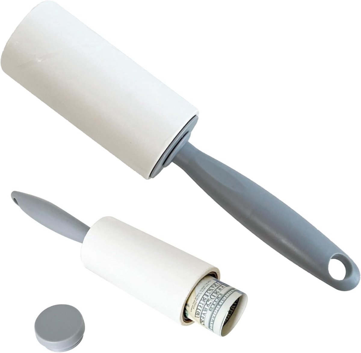 Lintroller met verborgen compartiment - wit en grijs - ergonomische handgreep - eenvoudig stof en vuil verwijderen - ShopVlot