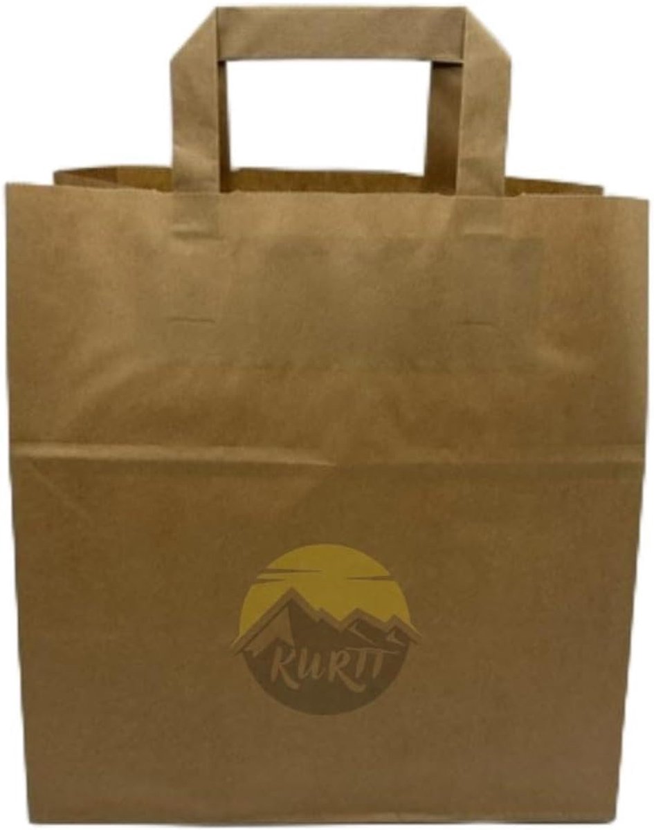 Papieren draagtas 26+17x27cm bruin - eco-vriendelijk - 50 stuks - ideaal voor winkelen - ShopVlot