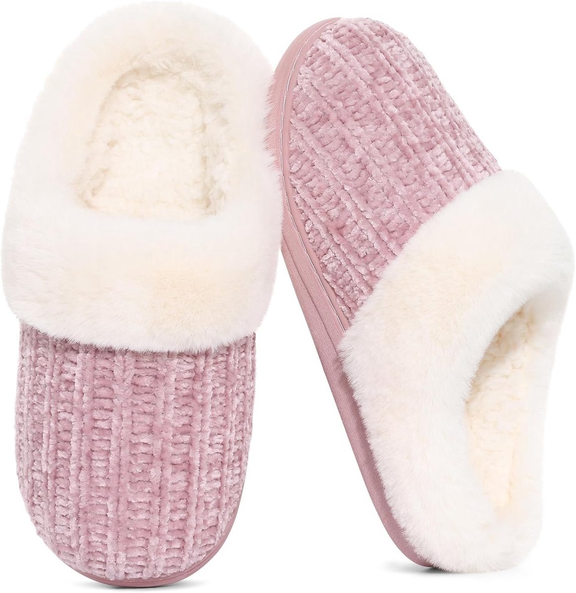 Winterpantoffels dames - warm gebreid - fleece gevoerd - comfortabele binnen en buiten gebruik - ShopVlot
