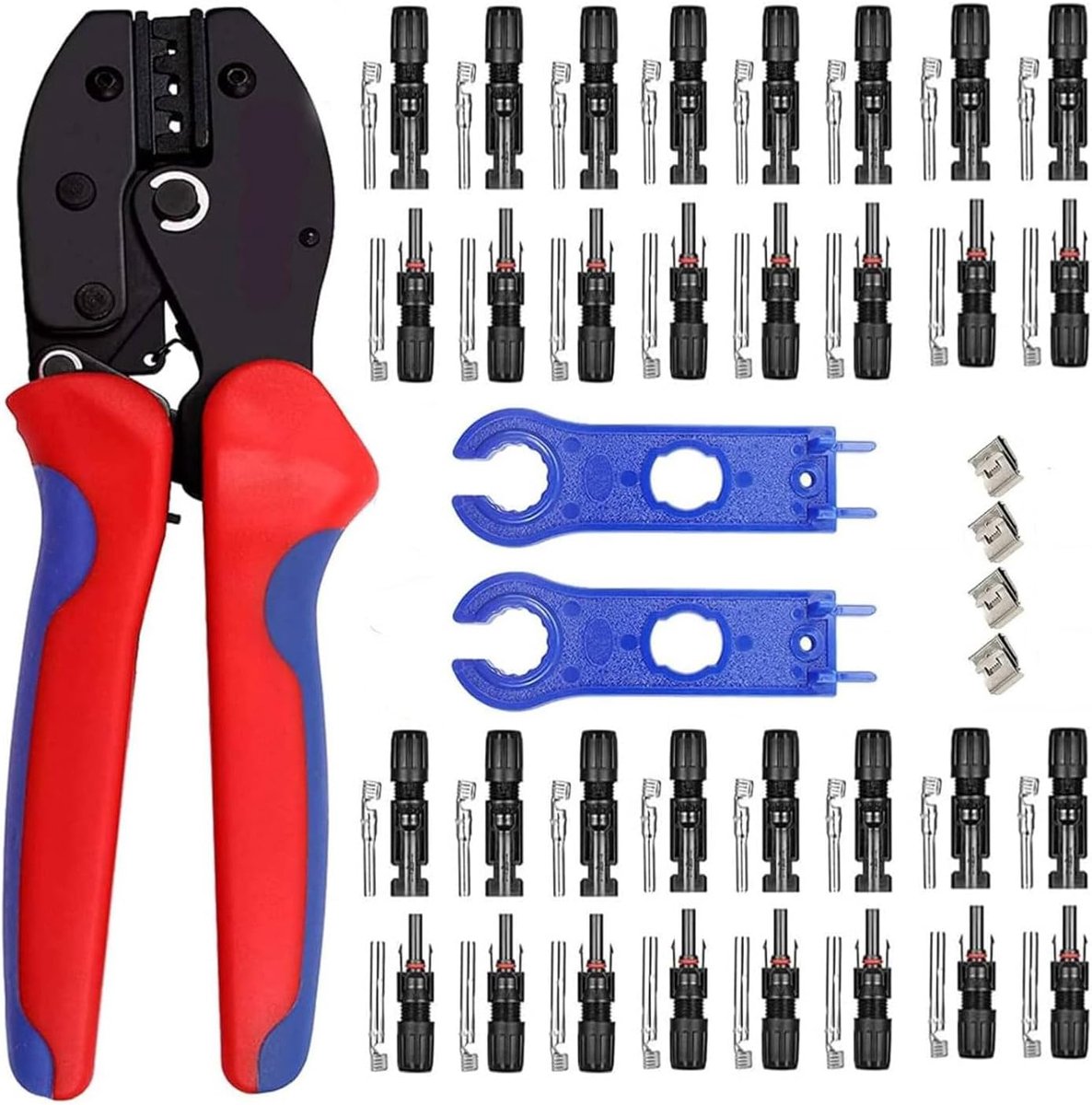 Solar Crimping Pliers 2.5/4.0/6.0mm² - Inclusief 16 Paar Stekkers - Ergonomisch ontwerp - Ideaal voor DIY en techniek - ShopVlot
