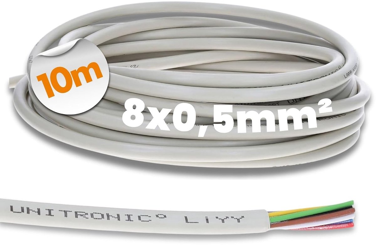 Besturingskabel 8 x 0.5 mm² - Multikabel - 10 meter - Ideaal voor elektronische apparaten - ShopVlot