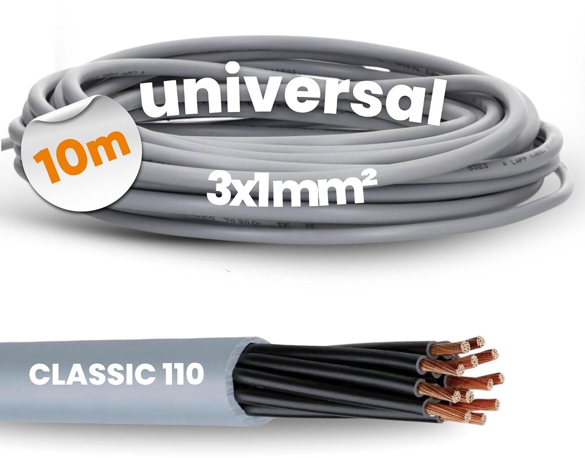 Stuurleiding 10 m - 3x1 mm² - PVC oliebestendig - Geschikt voor droog en vochtig gebruik - ShopVlot