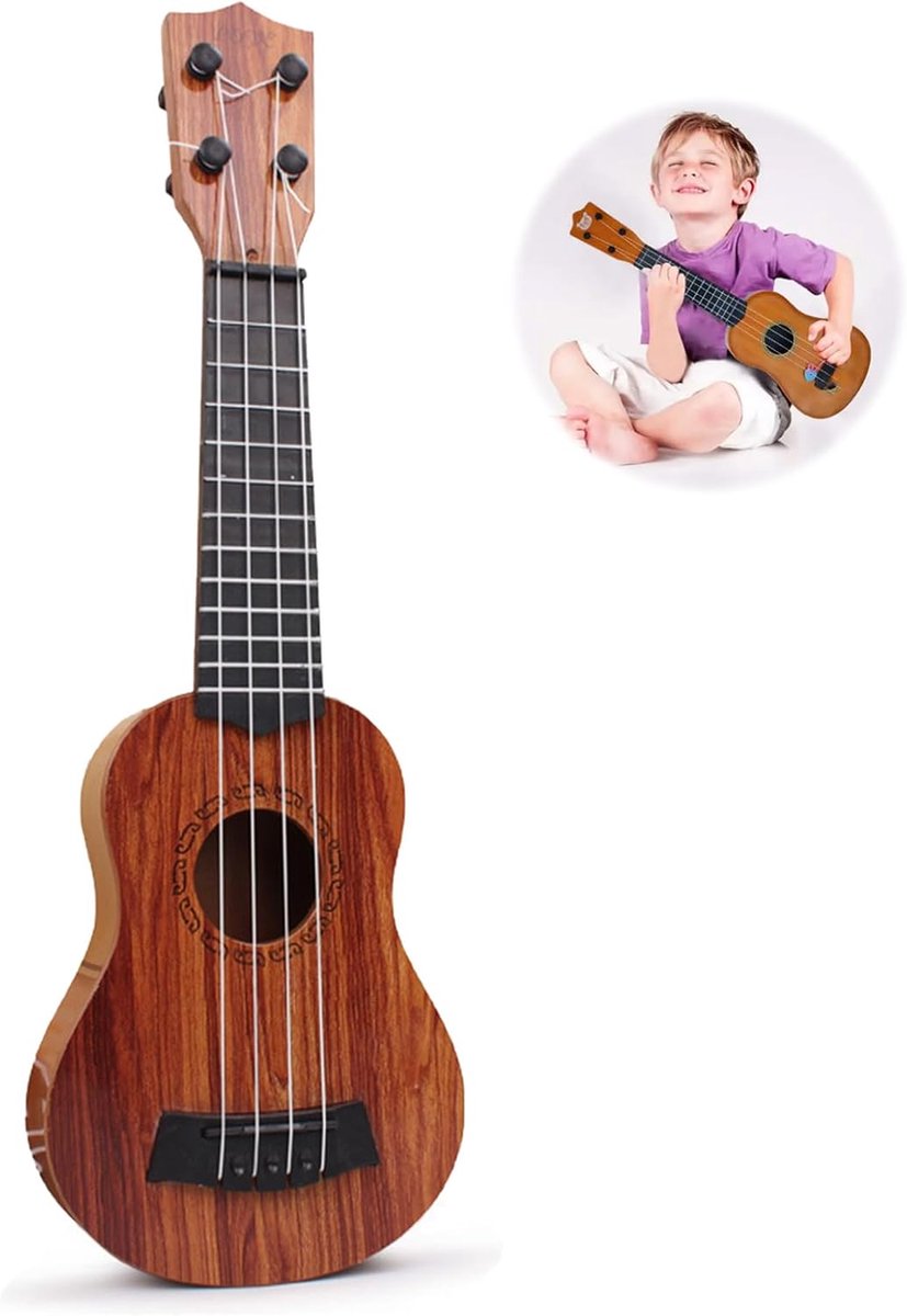 Kindergitaar 44 cm - kindvriendelijk ABS kunststof - 4 verstelbare snaren - stimuleert muzikale creativiteit - ShopVlot