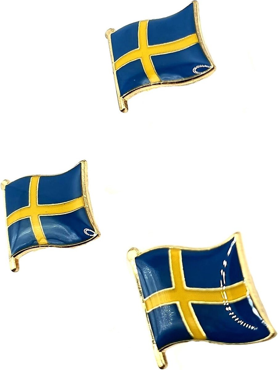 Pinbadge set Zweden - Metaal - 3-delig - Voor fans van de Zweedse vlag - ShopVlot
