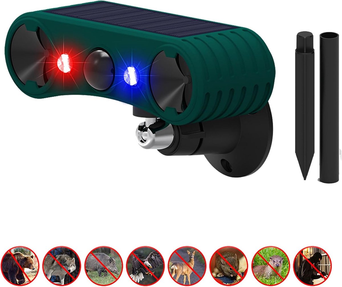 Bewegingssensor alarm 2 * 130db - Solar powered - Groene variant - Bescherm uw tuin - ShopVlot