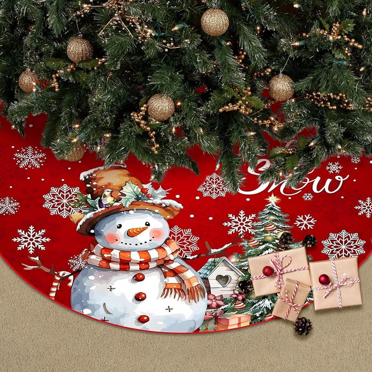 Kerstdboomdeken 120cm - Pluche kerstboomrok - Ronde vorm - Creëert een feestelijke sfeer - ShopVlot