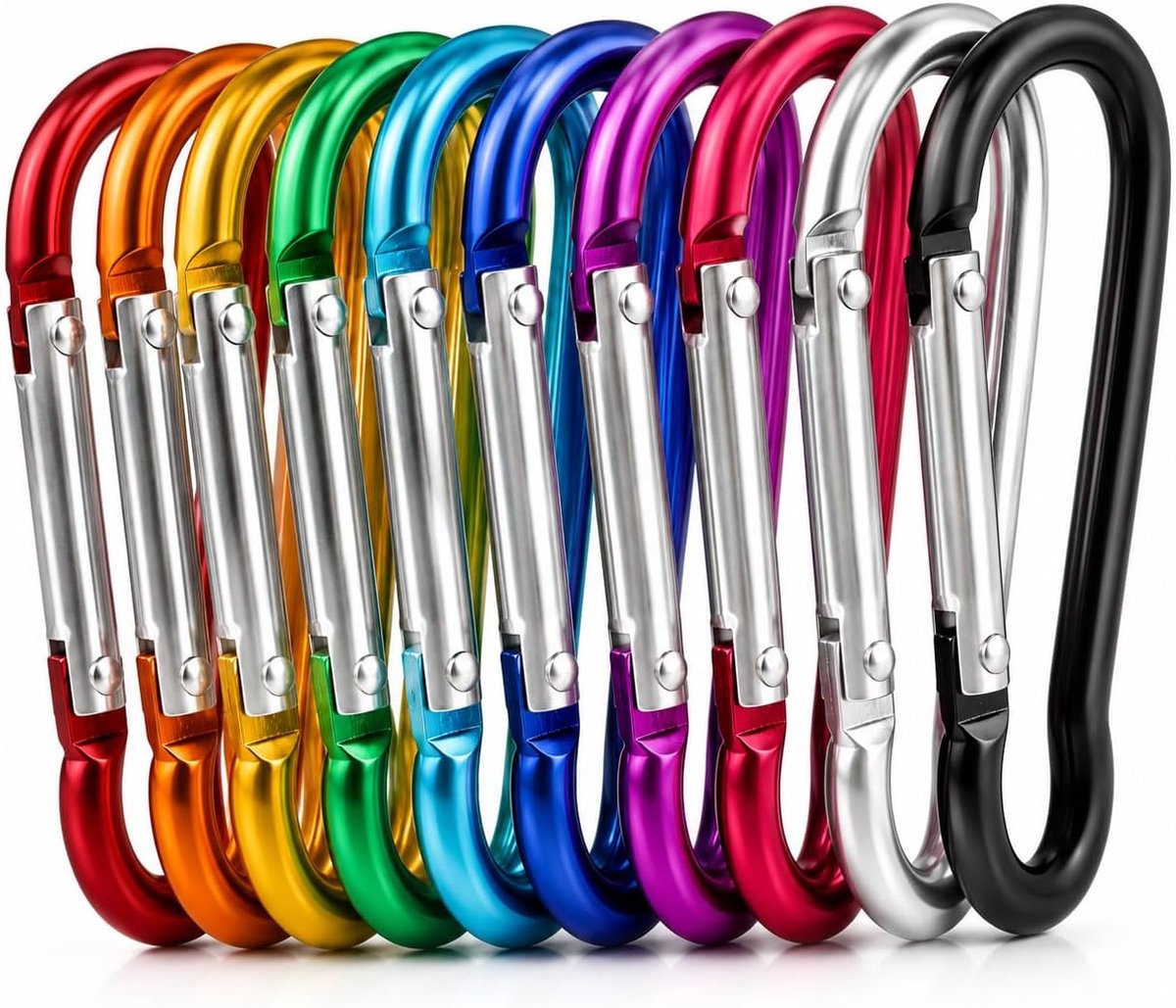 Mini-karabijnhaken 4,6 cm - kleurrijke aluminium sleutelhangers - lichtgewicht en duurzaam - ideaal voor kamperen - ShopVlot