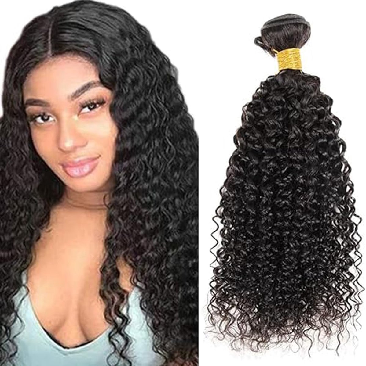 Human Hair Bundles 12 Inch - Krullende Golf - Natuurlijk Zwart - Zijdezacht en Vol - ShopVlot