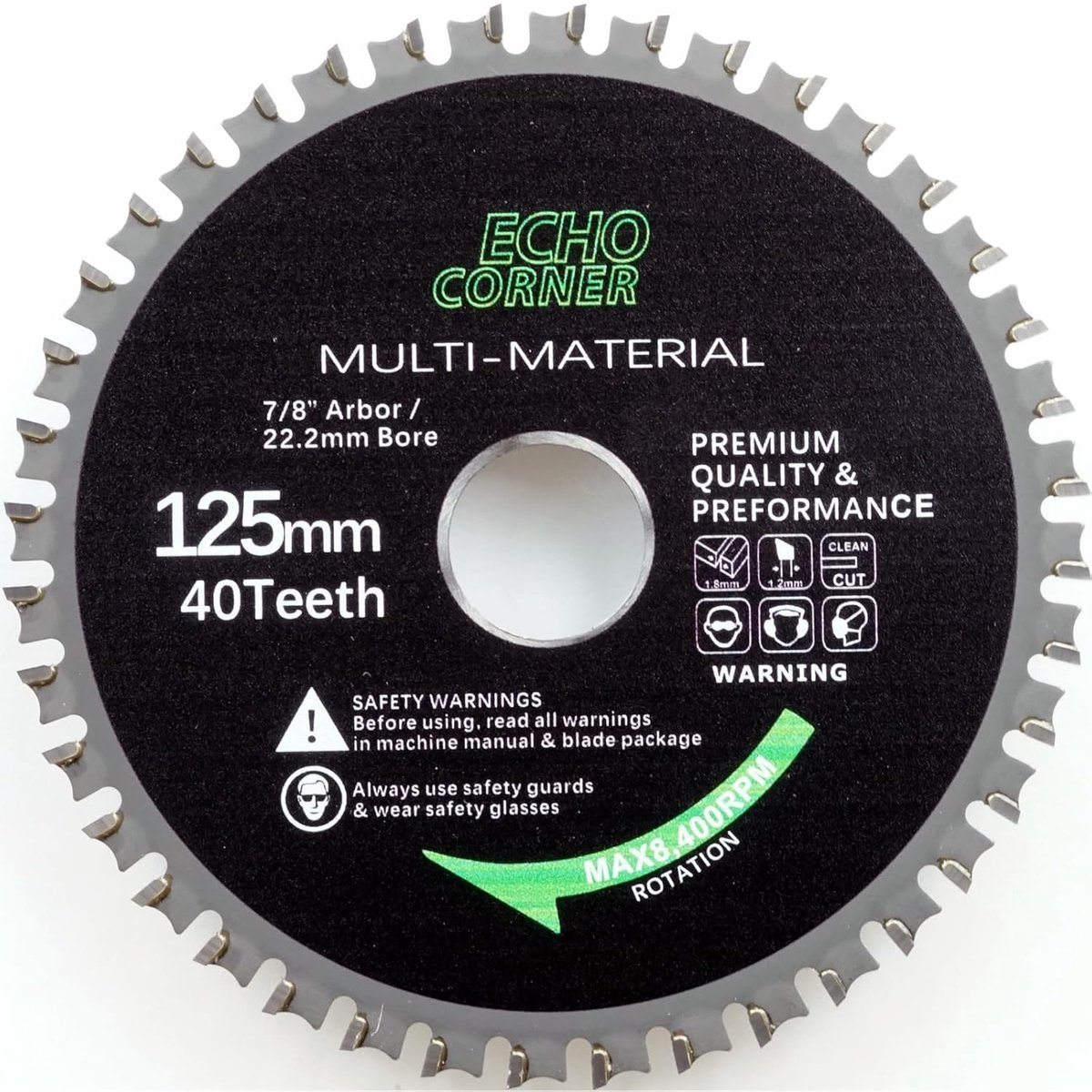 Hoekslijpmachine zaagblad 125mm - 40-tanden carbide - voor multi-materiaal - geschikt voor kunststof en hout - ShopVlot
