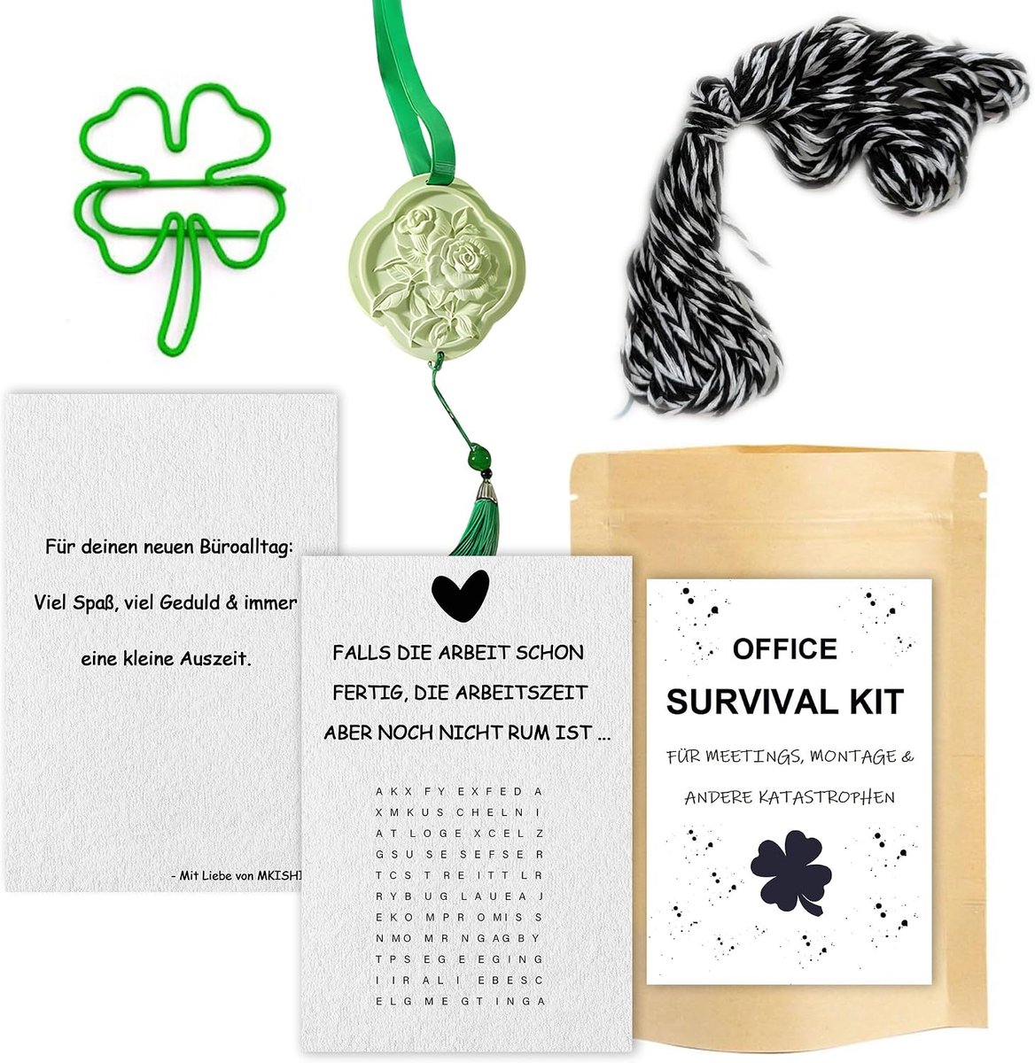 Office survivalkit - grappig noodcadeau - met woordzoekkaart en gedulddraad - ideaal voor collega's - ShopVlot