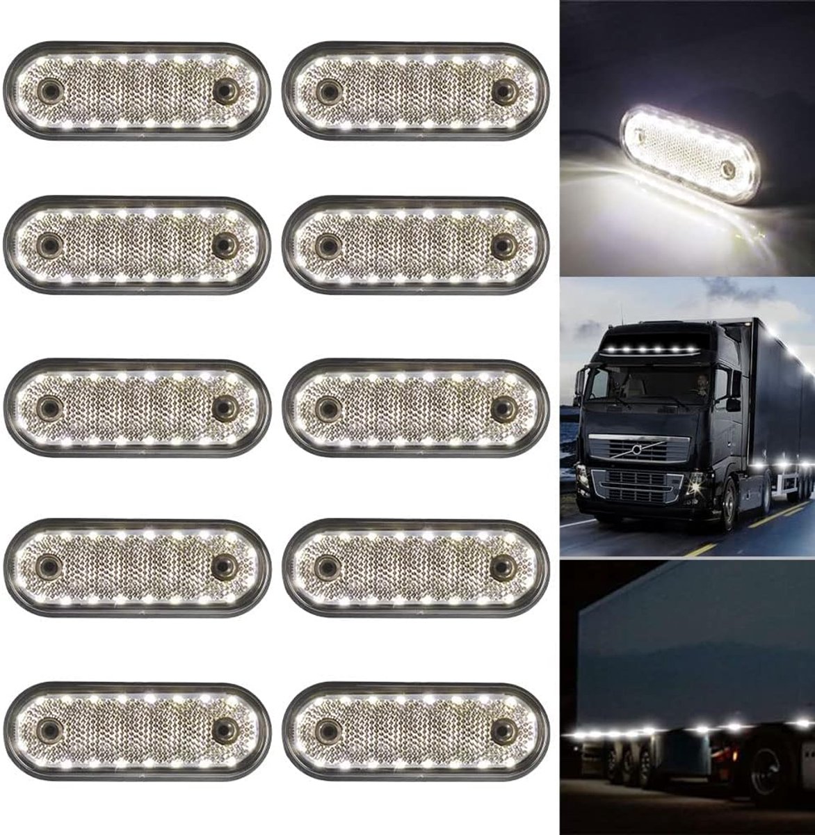 Led zijmarkeringslampen 10st - witte versie - IP68 waterdicht - lange levensduur voor trailer, truck en camper - ShopVlot