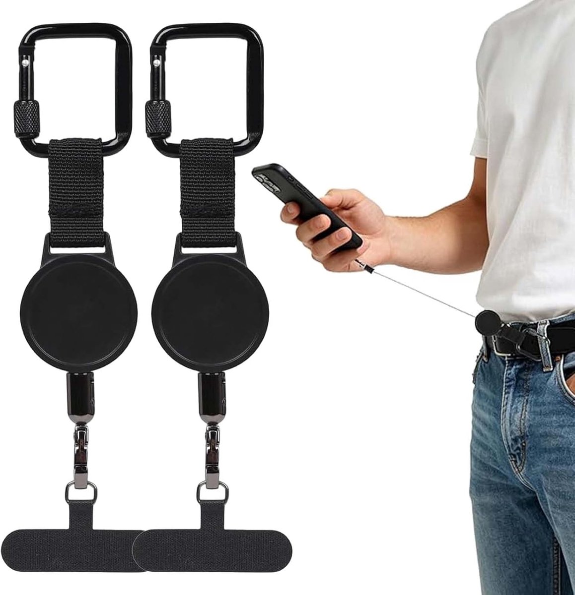 Mobiele telefoonbeveiliging uitschuifbaar - veiligheidsband met karabijnhaak - diefstalbeveiliging voor outdooractiviteiten