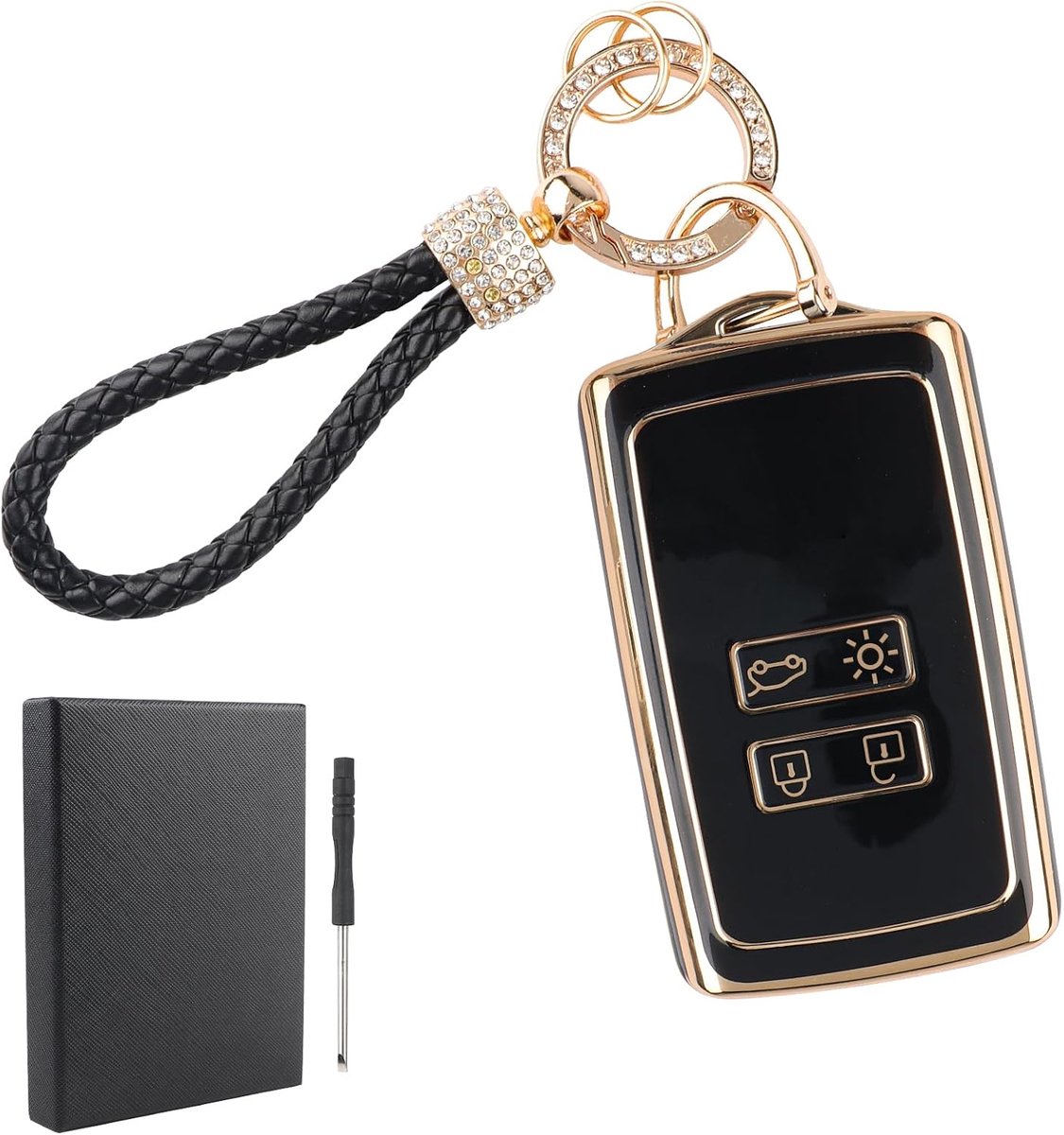 Autosleutelhoes 4-sleutels - Zwart siliconen - Bescherming voor Renault en Dacia modellen - Handige keychain - ShopVlot