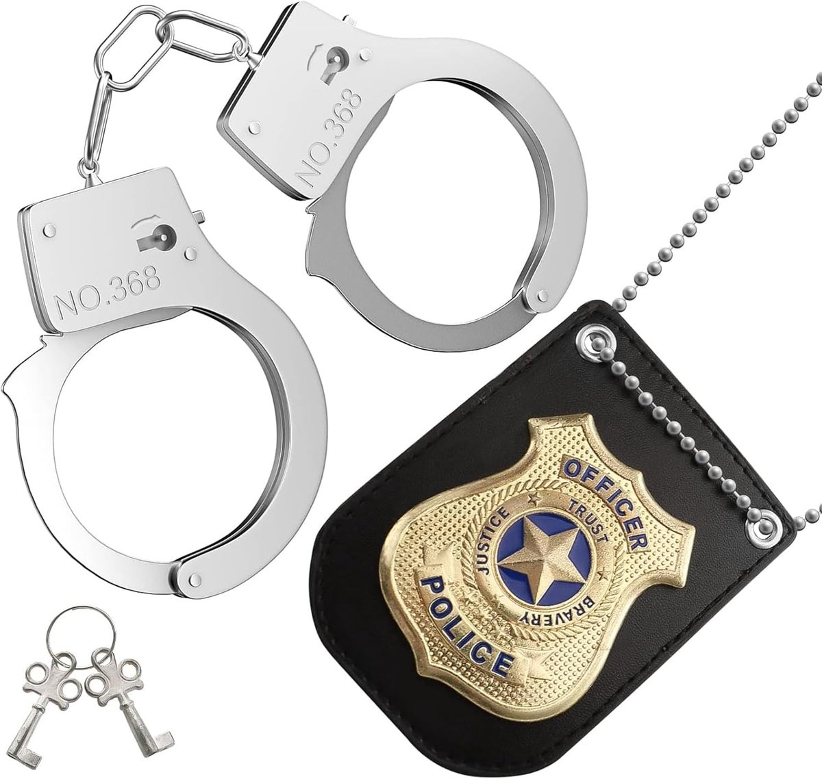 Politie kostuum accessoires set - 3-delige set - met metalen handboeien - ideaal voor rollenspel. - ShopVlot