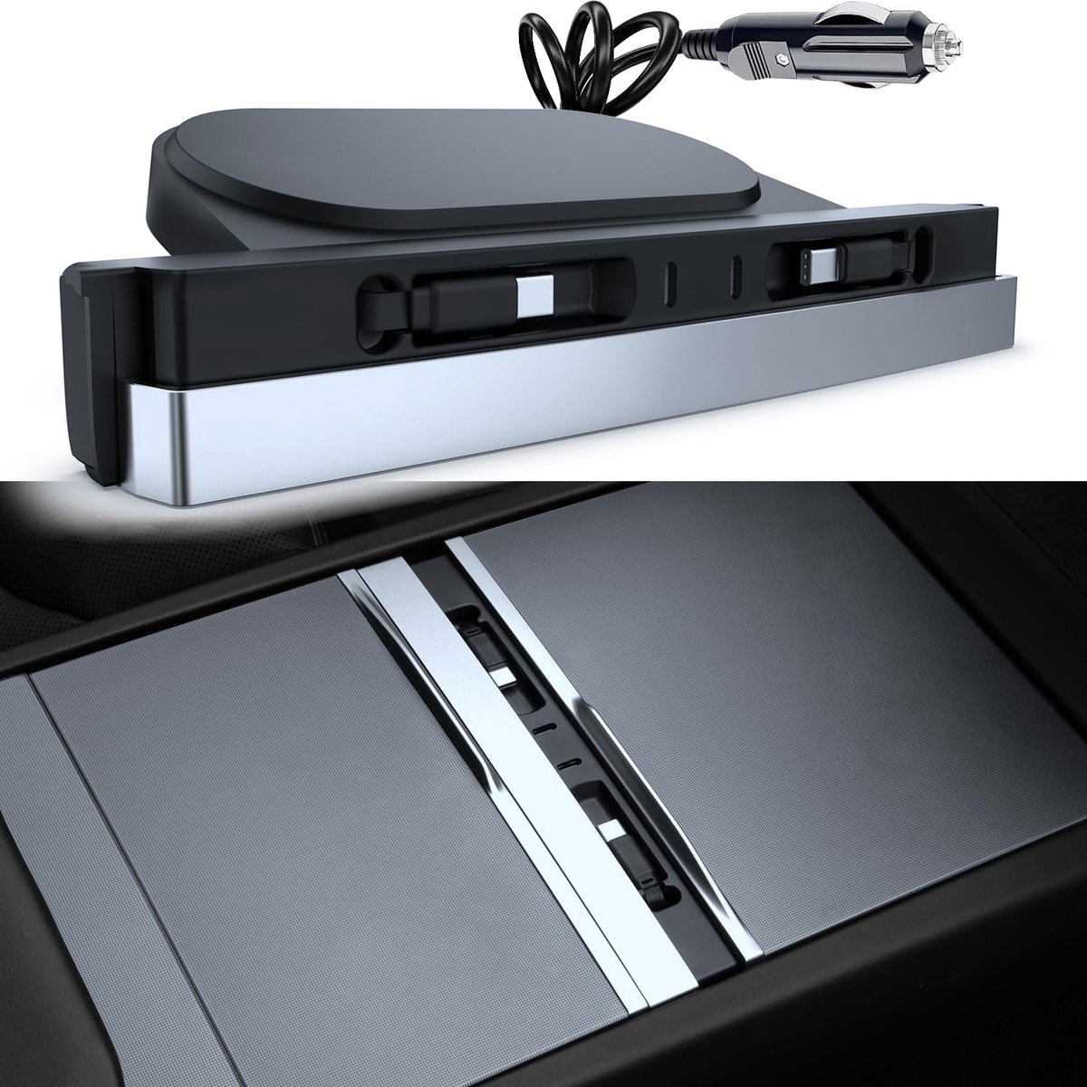 USB Hub voor Tesla Model Y en Model 3 - Retractable Type-C Kabels - Super Snelle Oplader - Perfecte Accessoire - ShopVlot