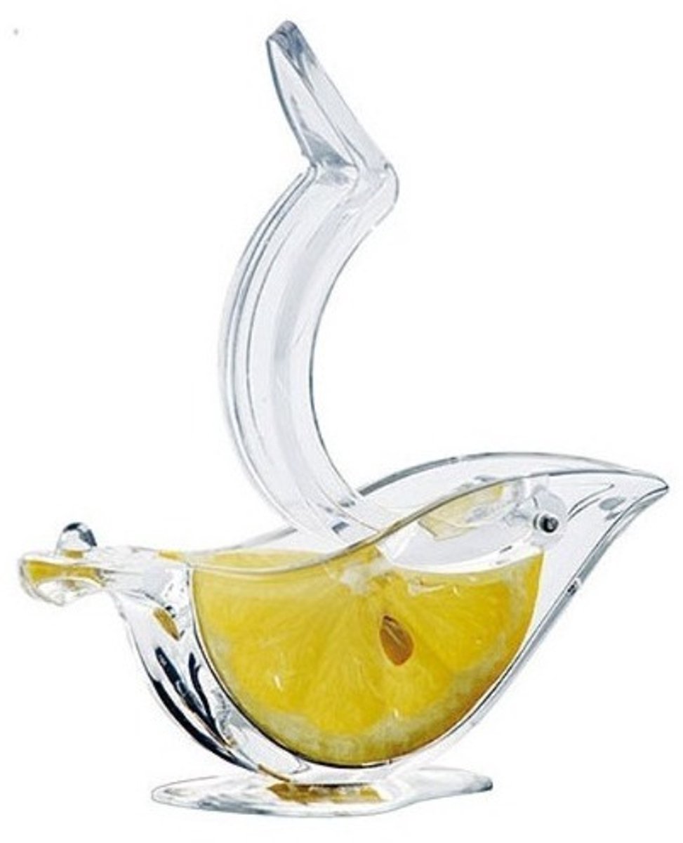 Citroenpers - Citruspers - Citroenknijper - Citroensap uitpersen - Limoenpers - Schijfje citroen persen - Lemon squeezer - Transparant - Kunststof - Jonyx