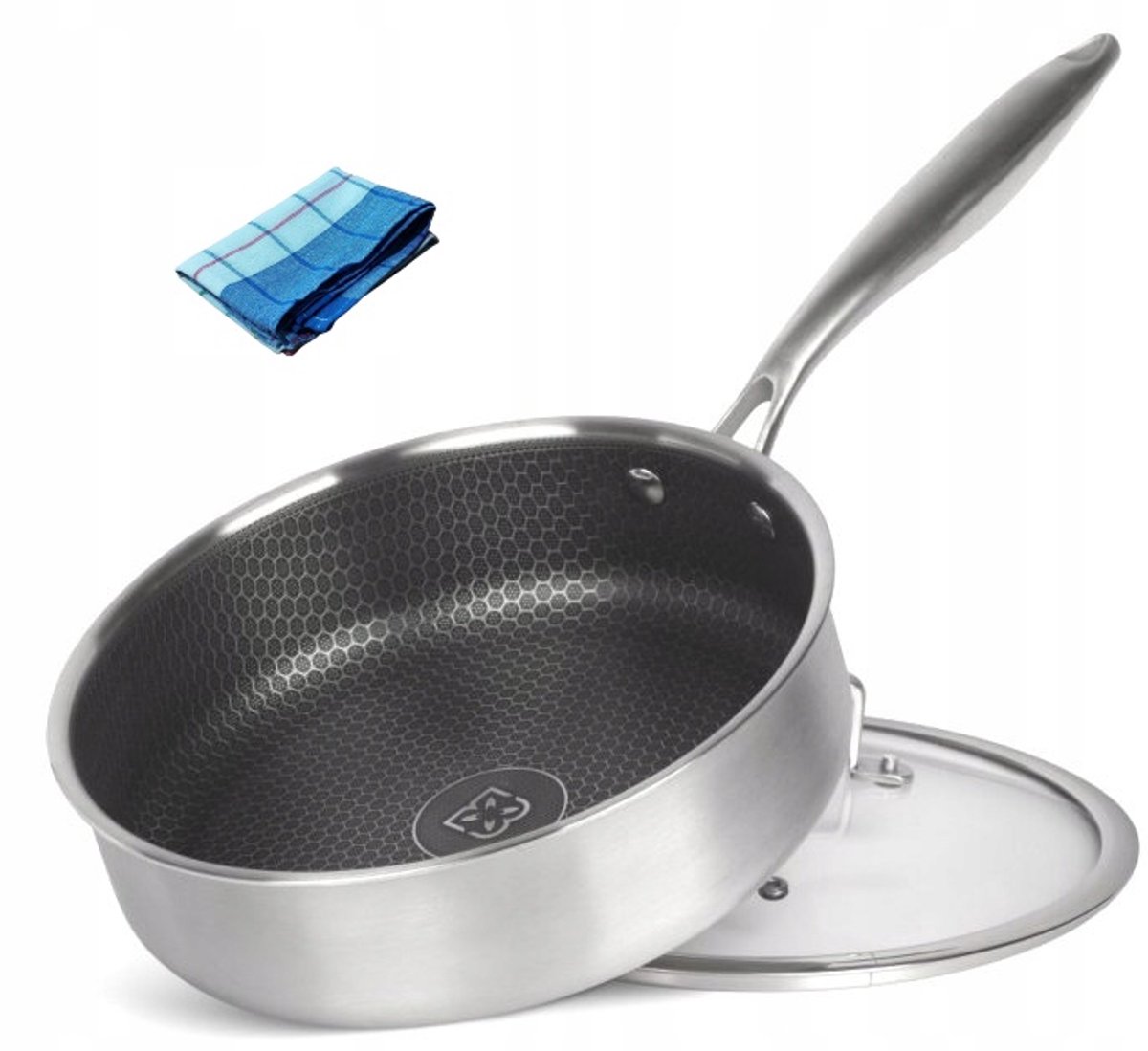 Merkloze RVS Koekenpan 28 cm met Honingraat Structuur