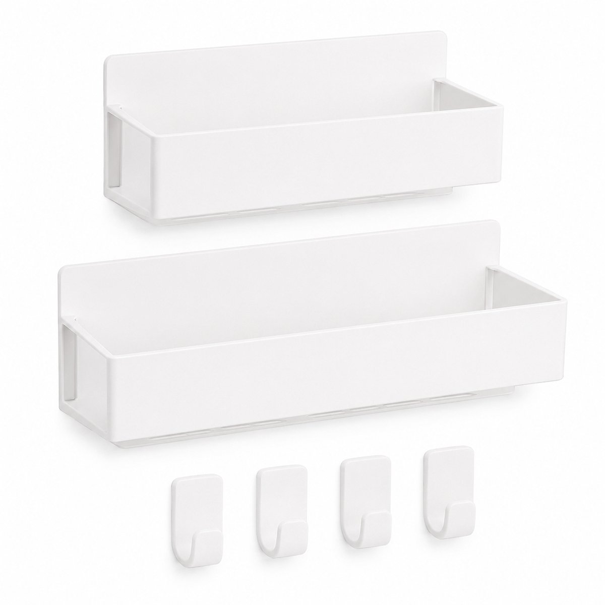 Bobypet - Magnetisch Kruidenrek - 2 Koelkastrekken met 4 Haken - Zonder Boren voor Keukenopslag - Wit