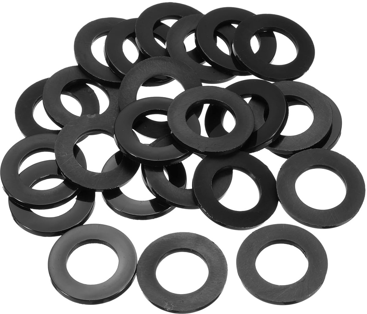 25 stuks nylon sluitringen, 20 mm ID 36 mm OD 3 mm dikke platte schijf, kunststof afstandhouder voor schroeven, bouten, tuinkraan, sanitaire reparatie, zwart