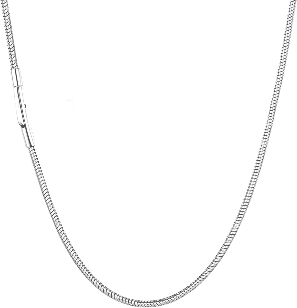 zilver/zwart, slangenketting, 2/3/4 mm, slangketting, roestvrij staal, zilveren slangketting, heren, lengte 46-71 cm
