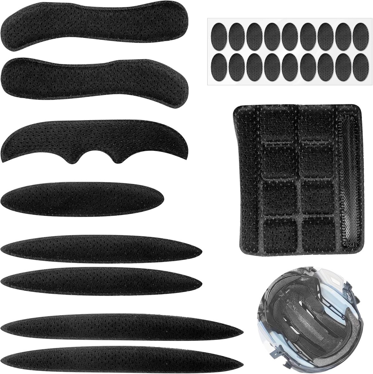 Polster Vervanging Fietshelm Accessoires Universeel - Helm Fietshelm Polsteringsschuim Kit met Klittenband, Polstering Fietshelm Sponge Binnenvulling, Geschikt voor Fiets- en Motorhelmen