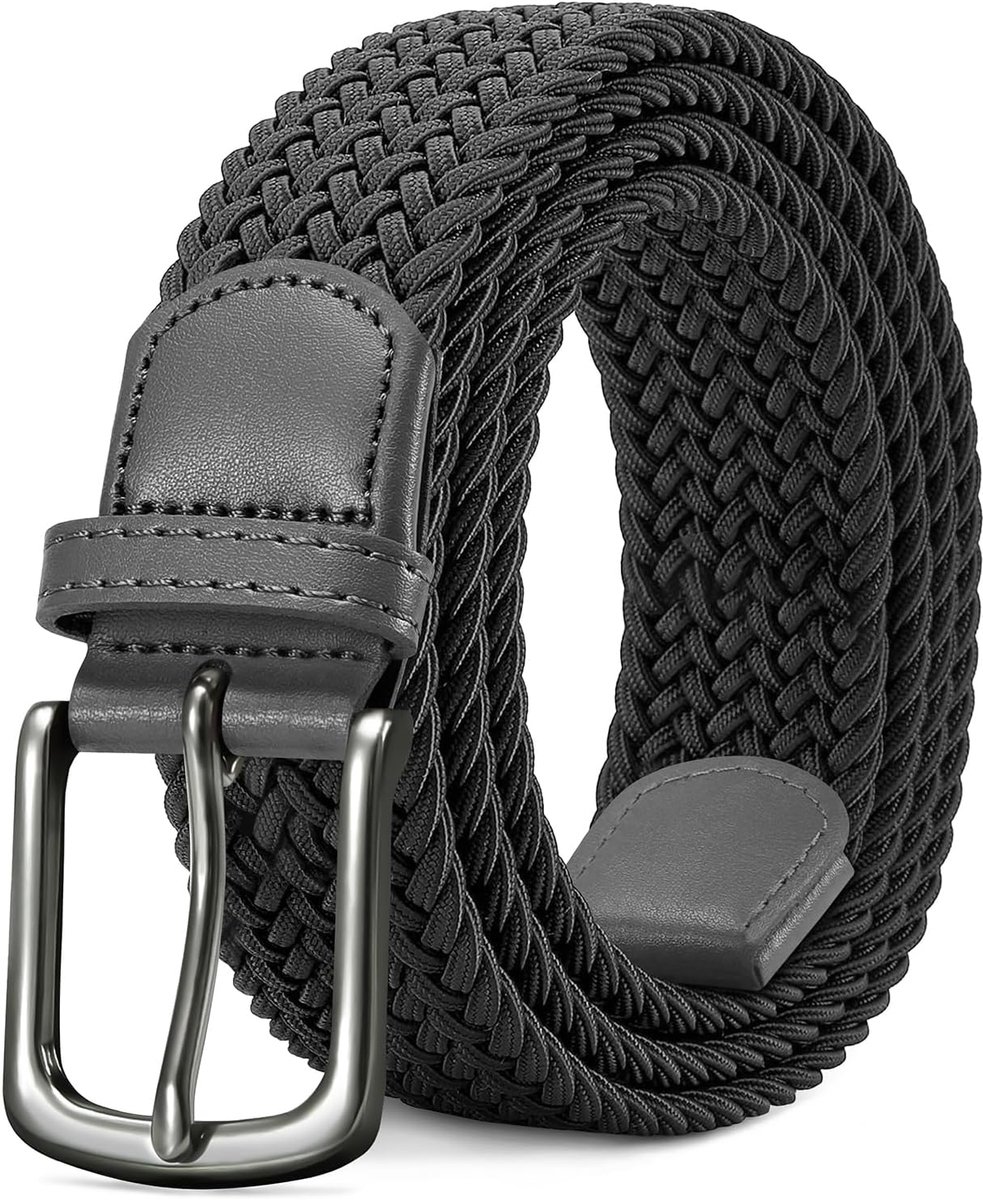 Stoffen Riem Stretchriem Gevlochten Riem Elastisch Voor Heren & Dames Breedte 3,5 cm Grijs Lengte 110 cm Unisex Design
