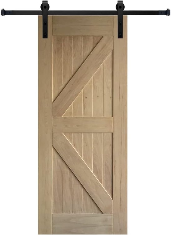 Schuifdeur beslagset 200 cm - zwart staal - duurzame constructie - ideale oplossing voor tuingereedschap - SnelShoppen — afbeelding 4