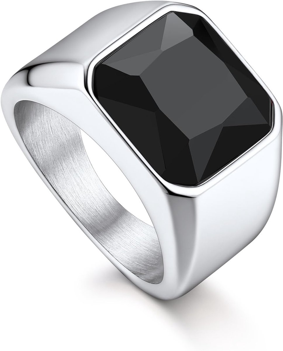 Ringen voor mannen, roestvrij staal soevereine ring fancy geslepen zirkonia ringen smaragd/zwarte onyx/robijn ring trouwring maat O tot Z+3 geschenkverpakking