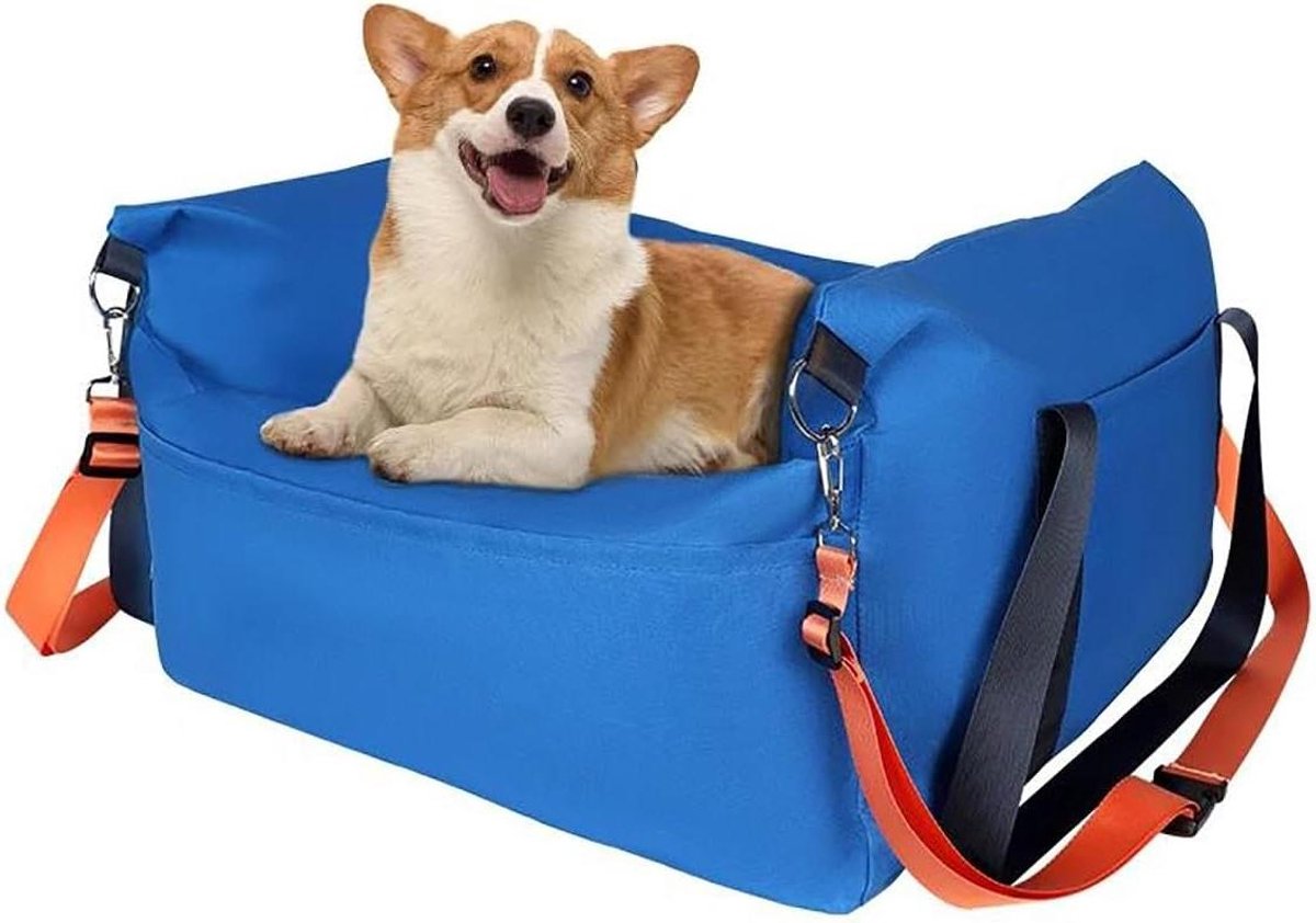 Hondenautostoeltje - Booster huisdierbed - Veilig reizen - Verbeterde zichtbaarheid - 48x41x32 cm - Blauw