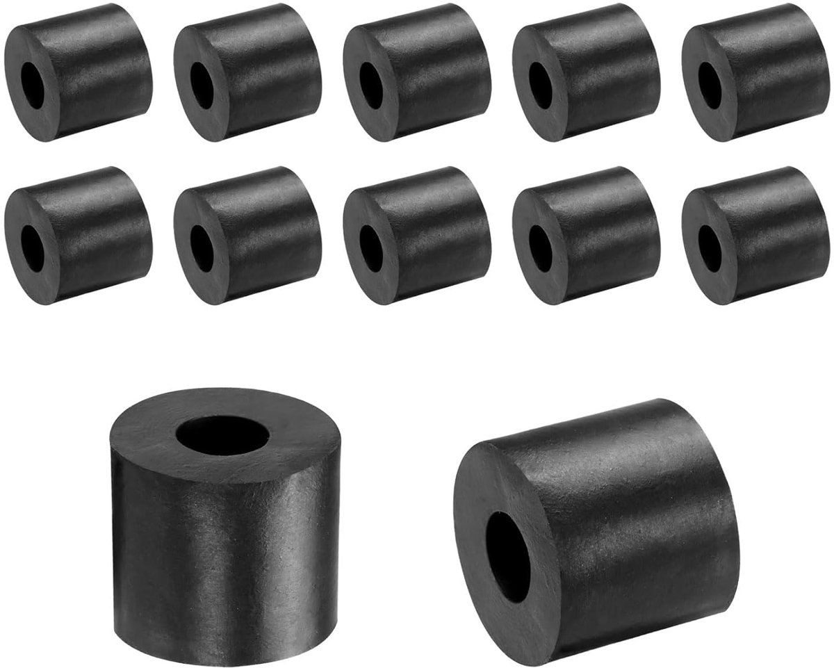 12 Stk. Rubber Onderlegschijfjes 25 mm Buitendiameter 10 mm Binnendiameter 22 mm Hoogte Ronde Anti-Vibratie Spacers Rubber Bushings Dikke Rubberschijfjes voor Auto