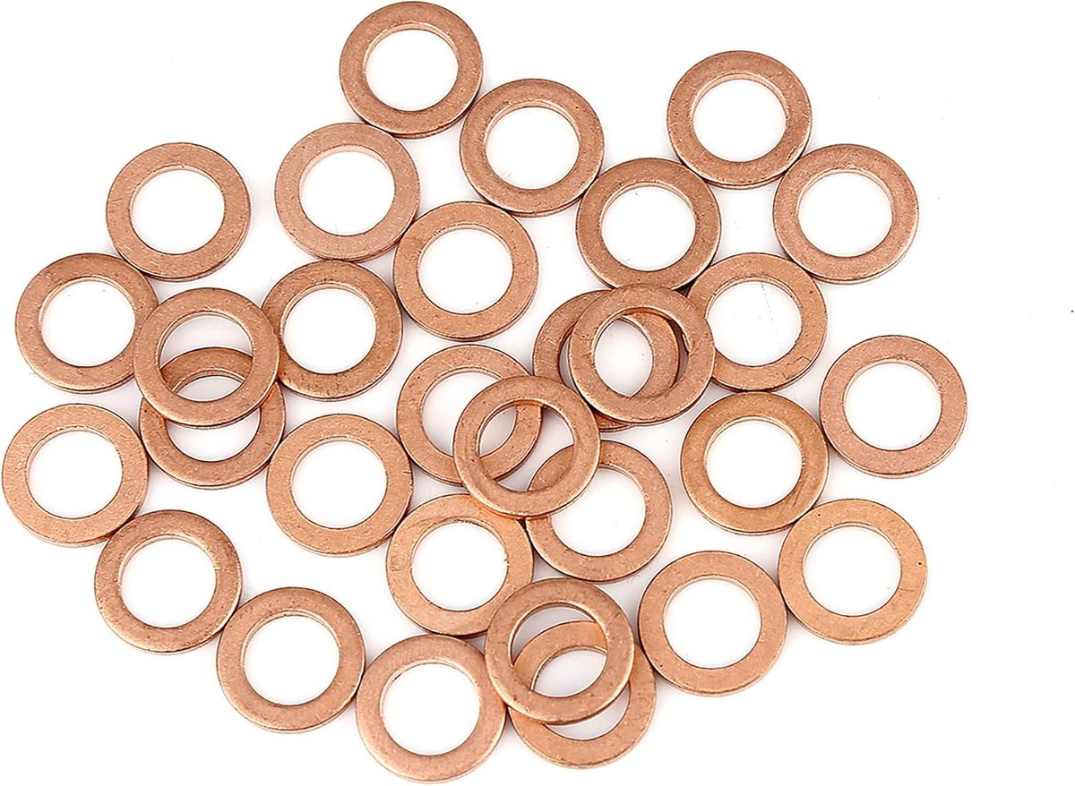 30 stuks koperen schijf vervanging 8 x 12 x 1,5 mm platte afdichtring