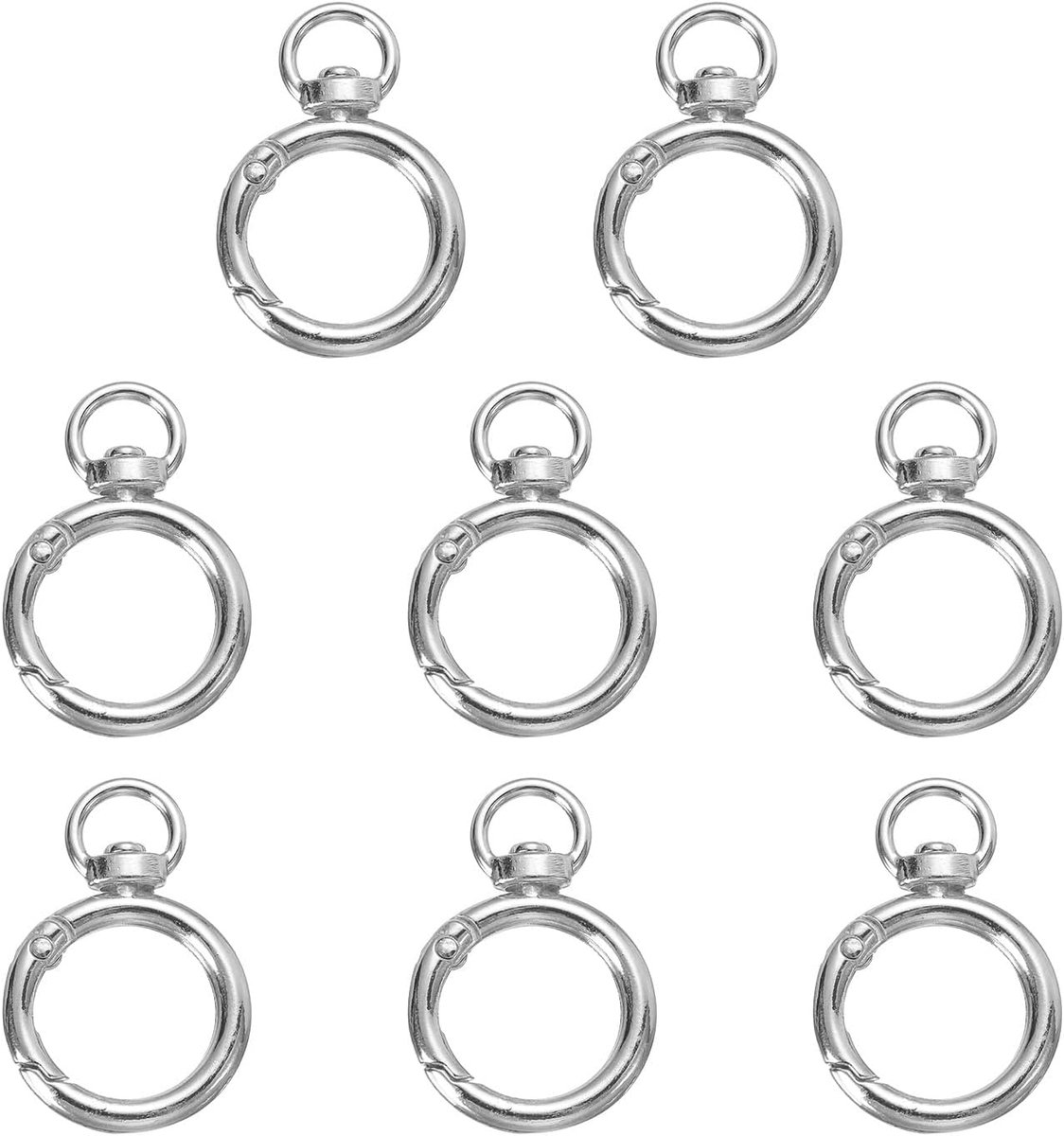 Veerringen, O-ring, metalen veer-sleutelhanger, accessoires, klikgesp voor schoudertas, leren koord doe-het-zelf handwerk, zilver