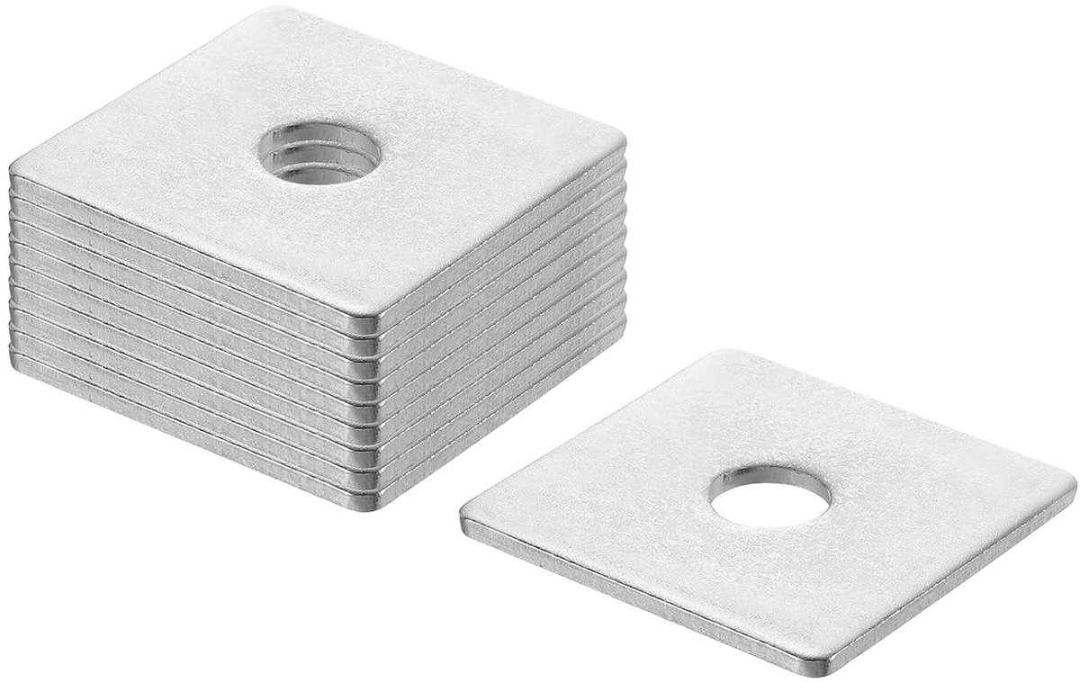 Vierkante sluitring voor 1/2" schroef, 201 roestvrij stalen lagerplaat, platte afstandhouder, afdichting voor machinereparatie, buitenbouw (0,08 inch dikte)