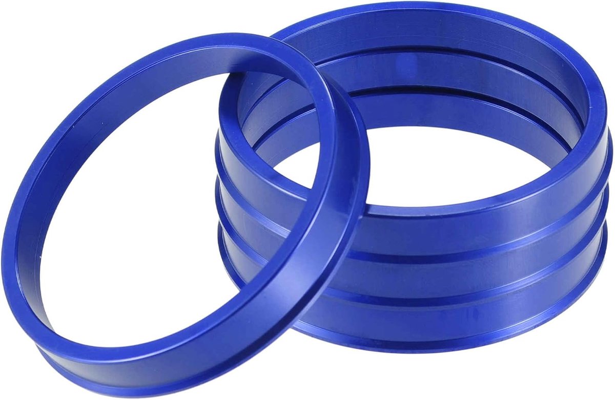 Centreerringen voor autovelgen, OD 67,1 mm tot ID 60,1 mm, voor aluminium velgen, blauw, 4 stuks
