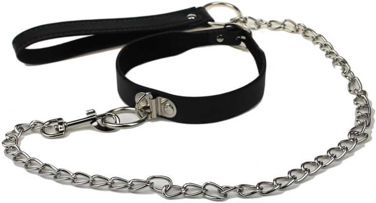 BDSM halsband met leiband - kunstleer - verstelbaar - voor spannende ervaringen - SnelShoppen