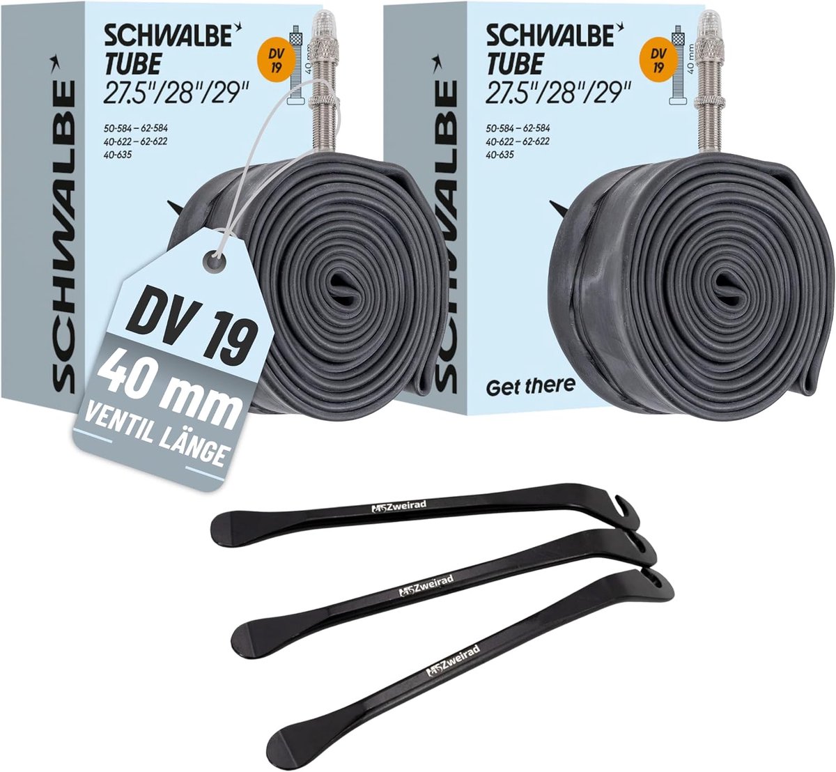 Fietsbanden set van 2 40 mm - 27,5/28/29 inch - met Dunlop-ventiel - inclusief bandenlichter - SnelShoppen