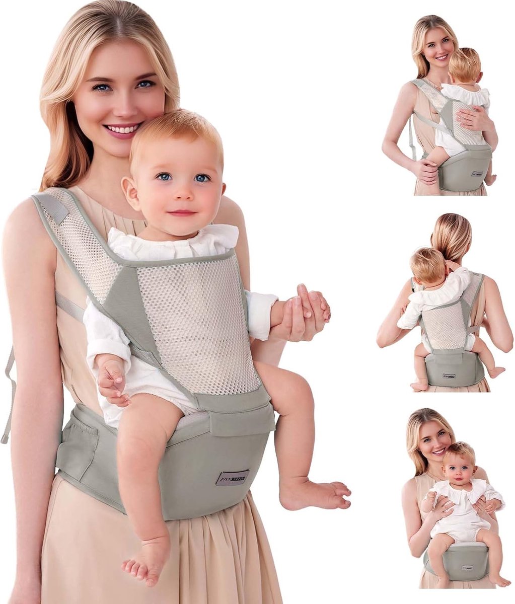 Baby Sling Ergonomische Heupdrager - Lichtgrijs - Ademend en Lichtgewicht - Comfortabel voor 0-36 maanden - ShopVlot