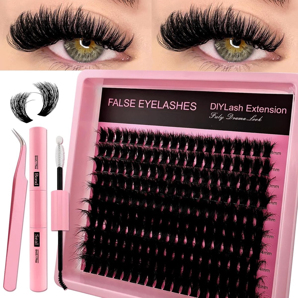 Wimperextensions set 200 stuks - fluffy kunstwimpers - mix van 8-16mm - perfect voor een natuurlijke look - ShopVlot