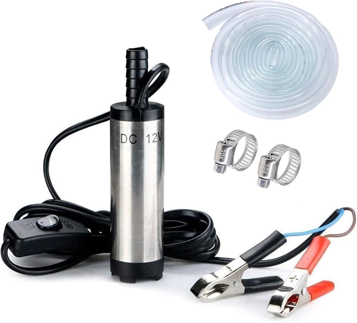 Dompelpomp 12 V DC - roestvrijstalen behuizing - 38 mm elektrische waterpomp - ideaal voor water, olie en brandstof - ShopVlot