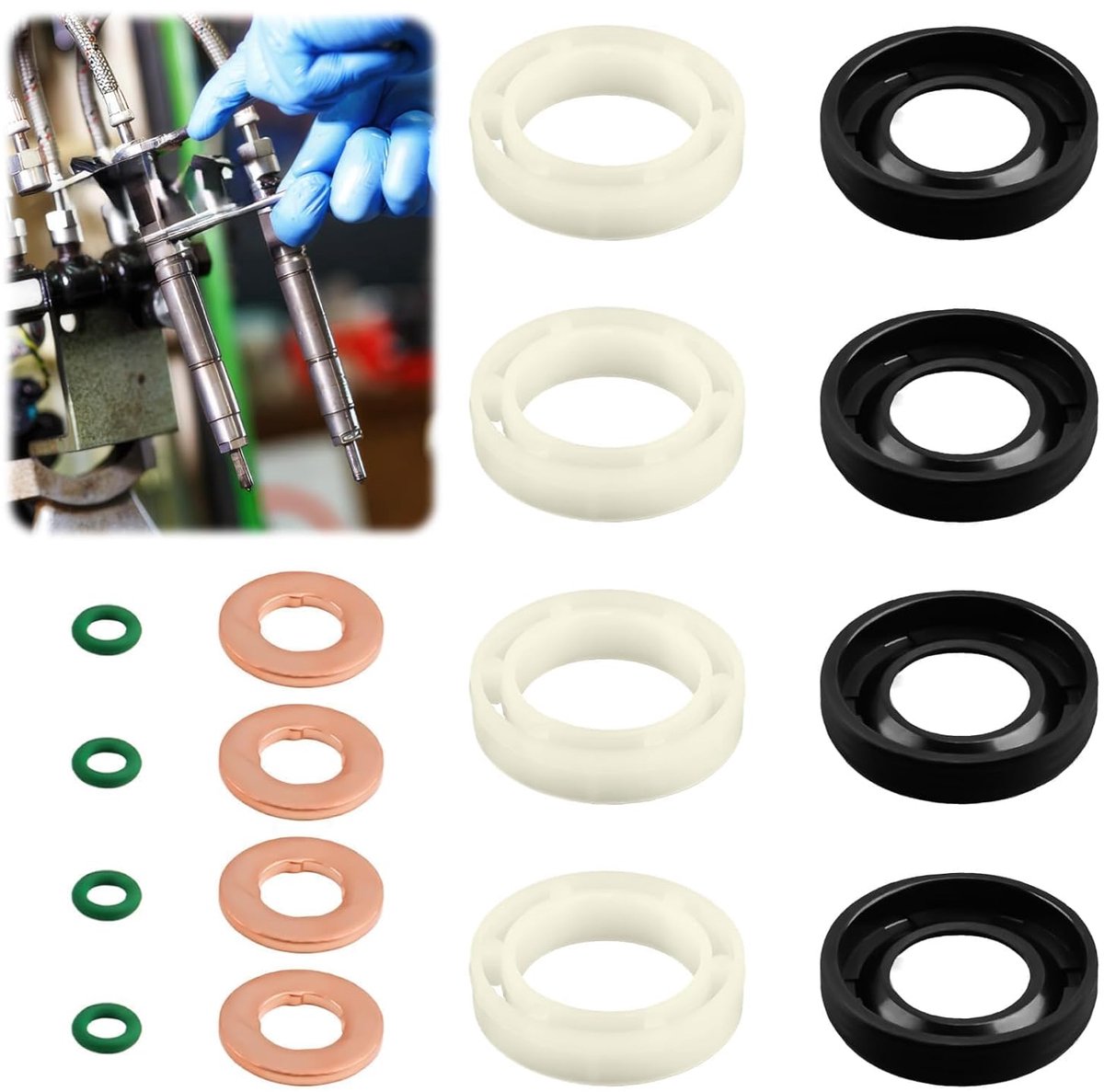 Injector sealing kit 16-delig - complete set - geschikt voor diverse voertuigen - eenvoudig te gebruiken - ShopVlot
