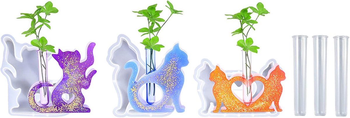 Cat Vase Silicone Mallen - 3 Stuks - Met Testbuizen - Perfect voor Hydroponische Planten - ShopVlot