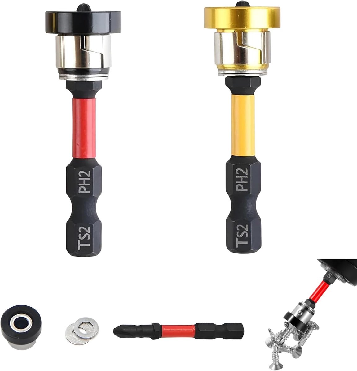 Schroevendraaier set van 2 PH2 magnetische bits 50 mm - 1/4 inch voor gipsplaten - ideaal voor accuschroevendraaier - ShopVlot