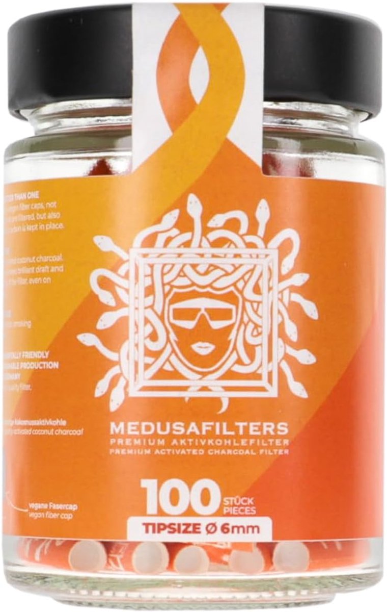 Medusafilters activated carbon filter 6 mm - vegan vezels - kokosnoot actief kool - zuivere smaak - ShopVlot