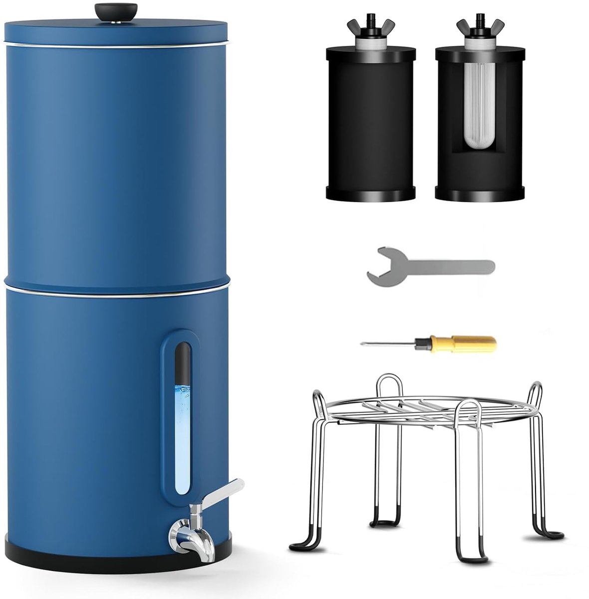 Waterfilter systeem 2.25G - RVS met waterniveau venster - Vermindert 99,9% chloor - Voor thuis en RV - ShopVlot