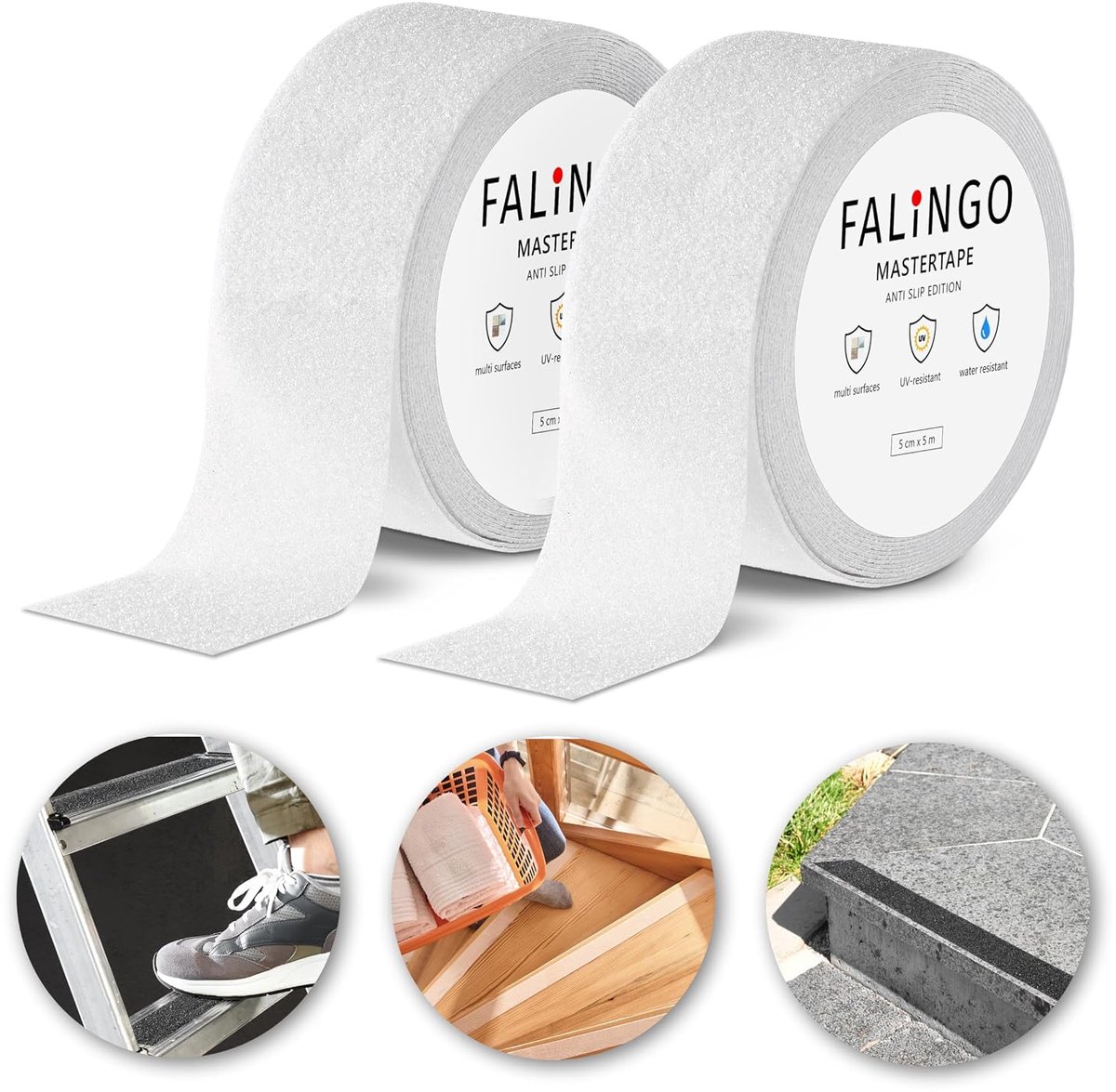 Non-slip tape 5 cm x 5 m - PVC anti-slip tape - zelfklevend - veilig op trappen - ShopVlot