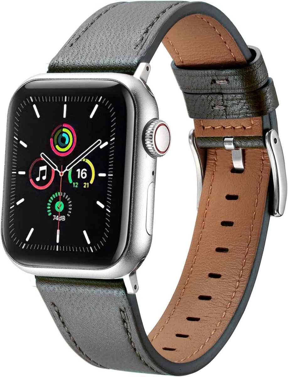 Leren Strap Geschikt voor Apple Watch 49 mm, 45 mm, 44 mm, 42 mm - Premium Echt Leer - Luxe Uitstraling - ShopVlot