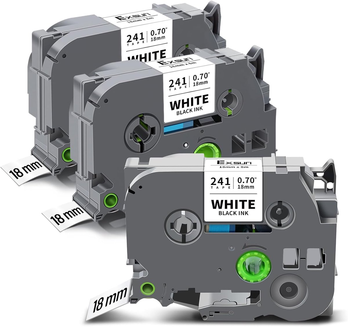 Label tape 18mm - zwart op wit - 3-pack vervangend - voor P-touch labelmachines - ShopVlot