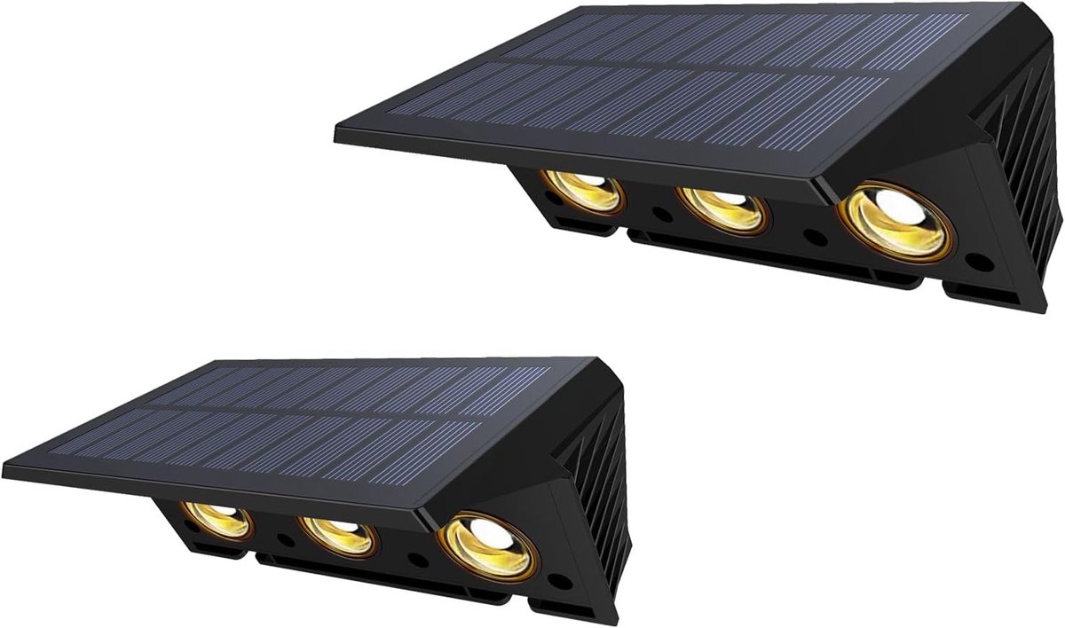 Muurverlichting op zonne-energie IP67 waterdicht - boven- en onderverlichting - 2 stuks - sfeervolle tuinverlichting - ShopVlot